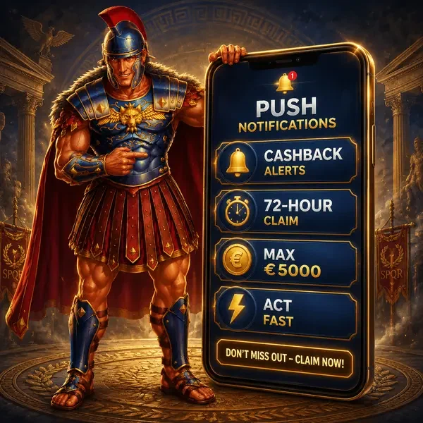 Maximus guards smartphone displaying push notification alerts for cashback at Never Miss Your Cashback Windows - Push Notifications That Pay mobile app
